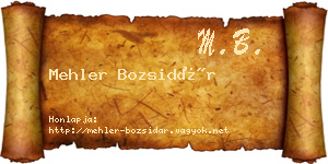 Mehler Bozsidár névjegykártya